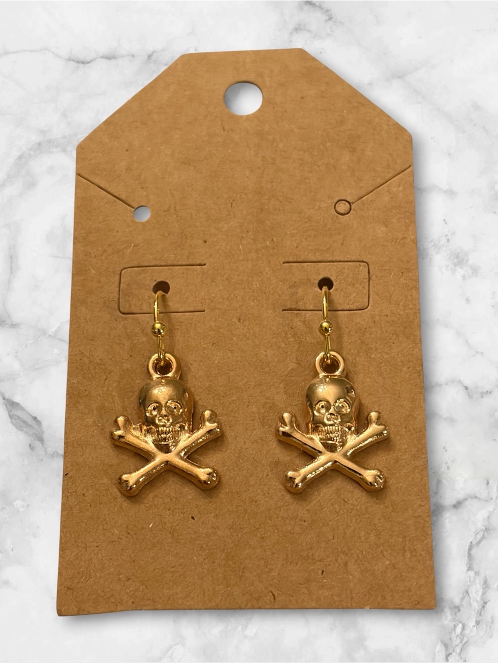 Gold Skull & Crossbones Dangle Earrings for Women